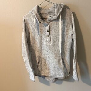 Thread & Supply Light Gray Hooded Henley Sweater